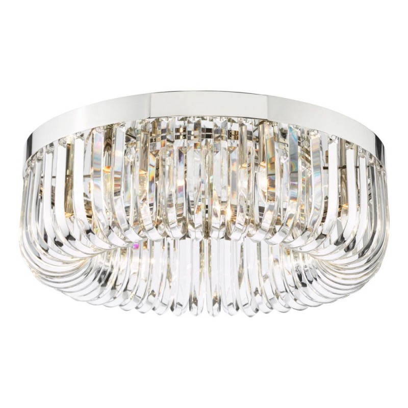Dar-SIG6438 - Sigourney - Polished Nickel 6 Light Flush with Crystal
