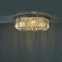 Sigourney - Polished Nickel 6 Light Flush with Crystal