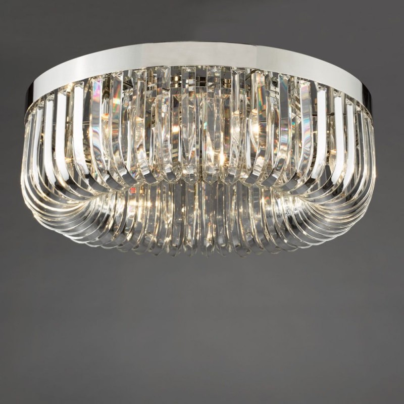 Dar-SIG6438 - Sigourney - Polished Nickel 6 Light Flush with Crystal