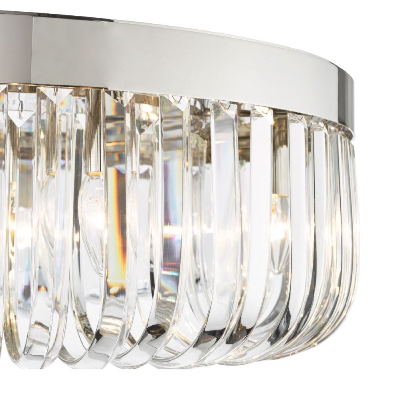 Dar-SIG6438 - Sigourney - Polished Nickel 6 Light Flush with Crystal