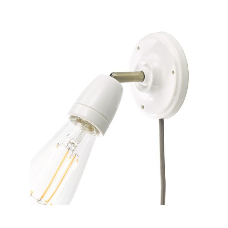 Wall Lights - Sika - White Ceramic & Antique Brass Wall Lamp Dar-SIK072 - Sika - White Ceramic & Antique Brass Wall Lamp