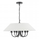 Sivan - Black 6 Light Centre Fitting with White Shade Sivan - Black 6 Light Centre Fitting with White Shade