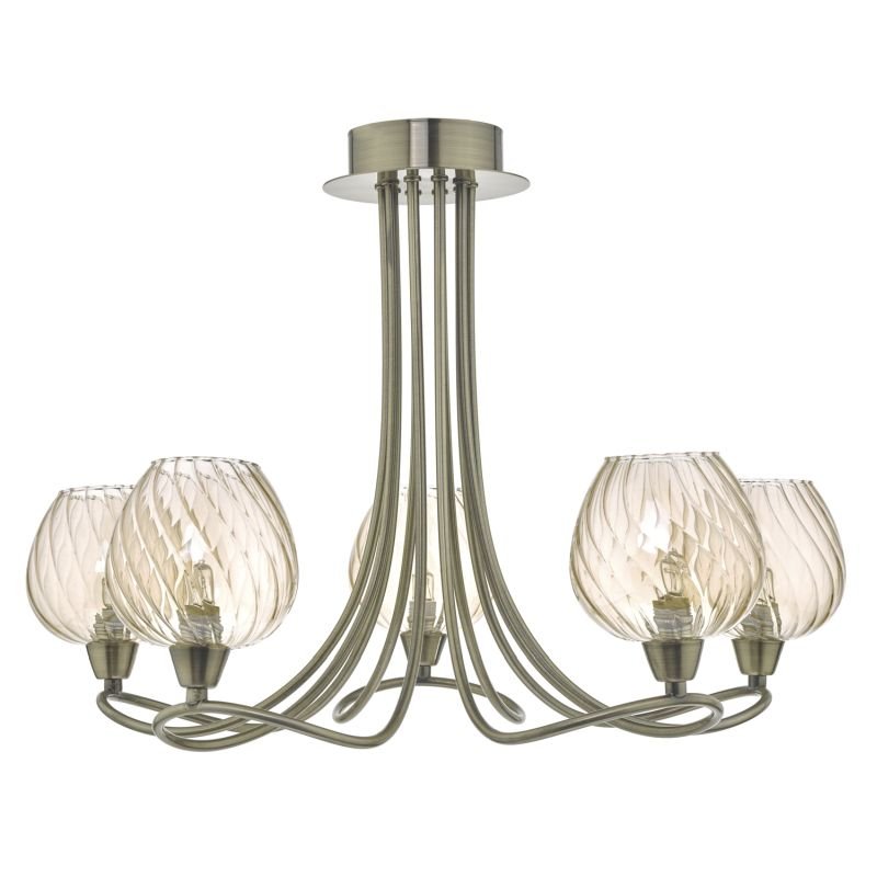 Ceiling Lights - Sivyer - Amber Glass & Antique Brass 5 Light Ceiling Lamp Dar-SIV5475 - Sivyer - Amber Glass & Antique Brass 5 Light Ceiling Lamp