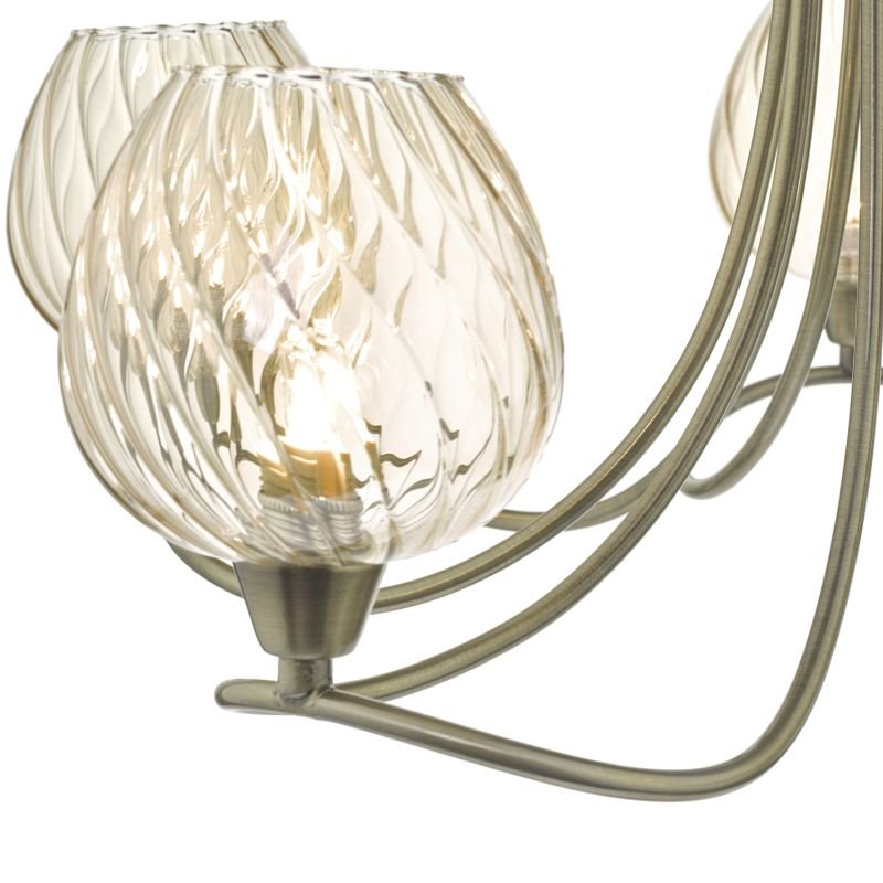 Ceiling Lights - Sivyer - Amber Glass & Antique Brass 5 Light Ceiling Lamp Dar-SIV5475 - Sivyer - Amber Glass & Antique Brass 5 Light Ceiling Lamp