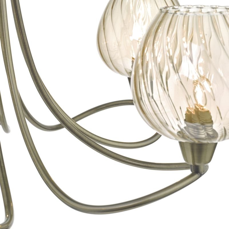 Ceiling Lights - Sivyer - Amber Glass & Antique Brass 5 Light Ceiling Lamp Dar-SIV5475 - Sivyer - Amber Glass & Antique Brass 5 Light Ceiling Lamp
