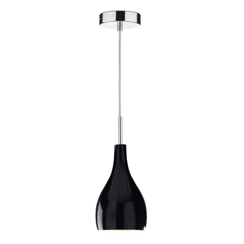 Ceiling Lights - Soho - Black Glass with Polished Chrome Hanging Pendant Dar-SOH0122 - Soho - Black Glass with Polished Chrome Hanging Pendant