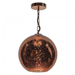 Speckle - Glass Globe of Dappled, Speckled Copper Single Pendant