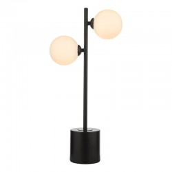 Spiral - Black 2 Light Table Lamp with White Glass Spiral - Black 2 Light Table Lamp with White Glass