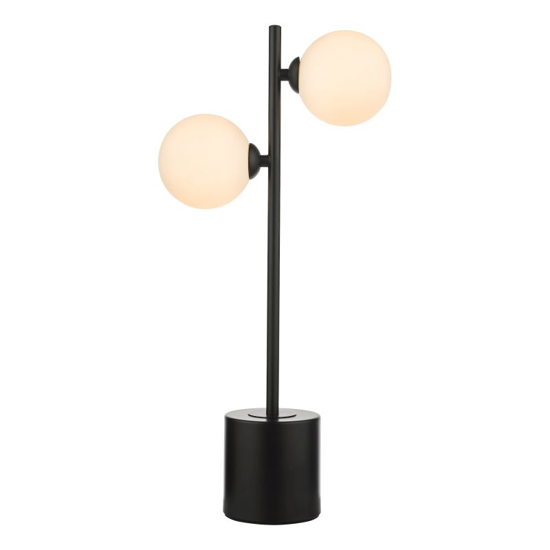 Dar-SPI4222-02 - Spiral - White Glass & Black 2 Light Table Lamp