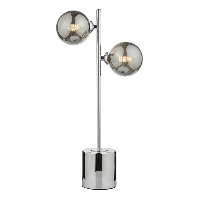 Dar-SPI4250-01 - Spiral - Smoked Glass & Chrome 2 Light Table Lamp