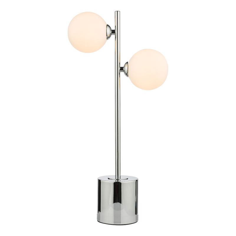 Dar-SPI4250-02 - Spiral - White Glass & Chrome 2 Light Table Lamp