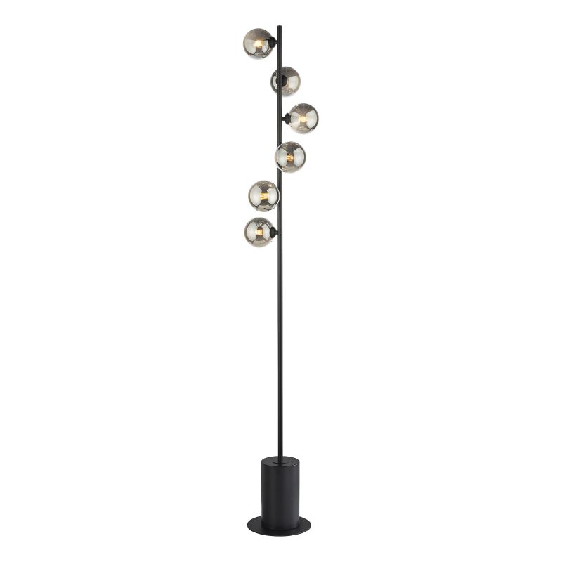 Dar-SPI4922-01 - Spiral - Smoked Glass & Black 6 Light Floor Lamp