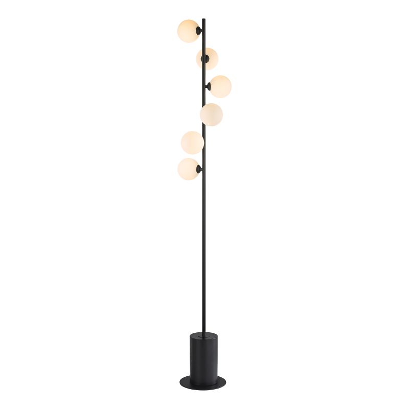 Dar-SPI4922-02 - Spiral - White Glass & Black 6 Light Floor Lamp
