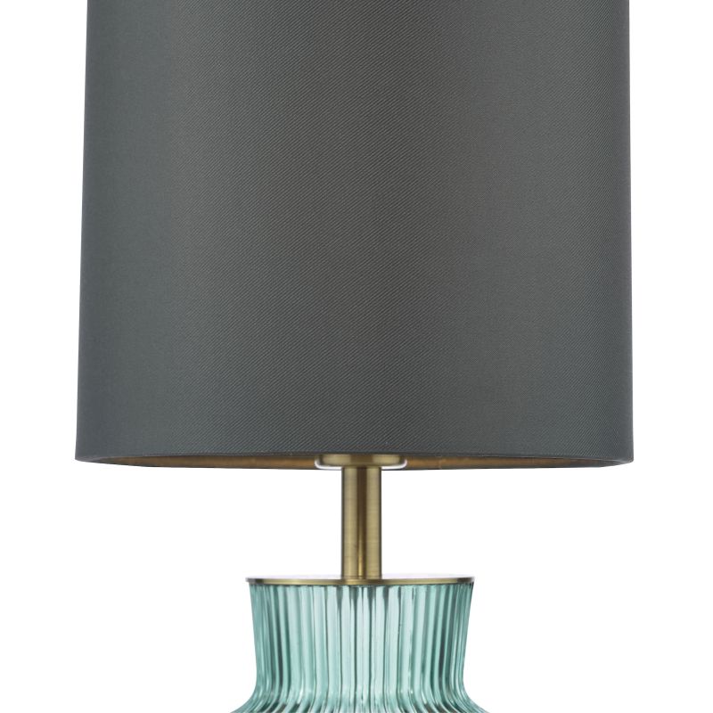 Dar_Vol3-SUE4224 - Suelita - Green Ribbed Glass & Antique Brass Table Lamp with Grey Shade