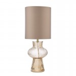 Suelita - Brown Ribbed Glass & Antique Brass Table Lamp with Brown Shade Suelita - Brown Ribbed Glass & Antique Brass Table Lamp with Brown Shade