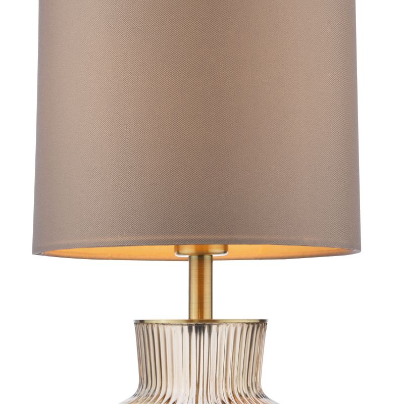 Dar_Vol3-SUE4229 - Suelita - Brown Ribbed Glass & Antique Brass Table Lamp with Brown Shade