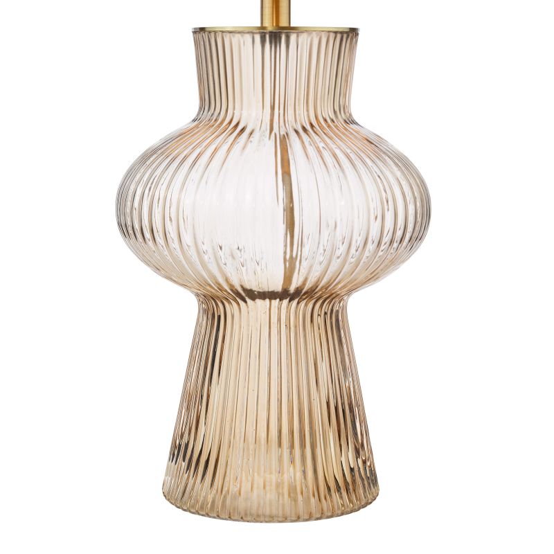 Dar_Vol3-SUE4229 - Suelita - Brown Ribbed Glass & Antique Brass Table Lamp with Brown Shade