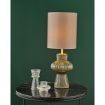 Suelita - Brown Ribbed Glass & Antique Brass Table Lamp with Brown Shade Suelita - Brown Ribbed Glass & Antique Brass Table Lamp with Brown Shade