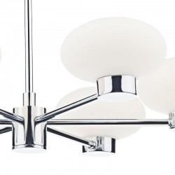 System - Polished Chrome 6 Light Centre Fitting with White Glass System - Polished Chrome 6 Light Centre Fitting with White Glass