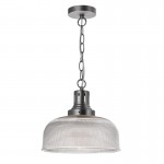 Tack - Antique Chrome Pendant with Textured Glass Tack - Antique Chrome Pendant with Textured Glass