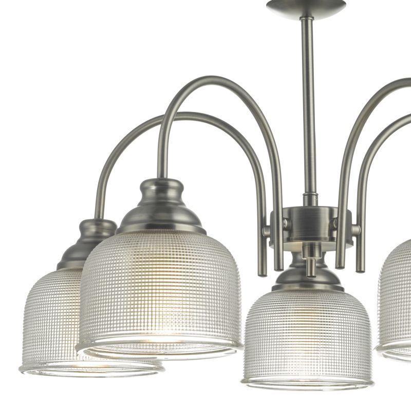 Ceiling Lights - Tack - Antique Chrome with Textured Glass 5 Light Centre Fitting Dar-TAC0561 - Tack - Antique Chrome with Textured Glass 5 Light Centre Fitting