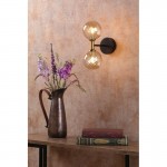 Takara - Black & Bronze Wall Lamp with Twisted Amber Glass