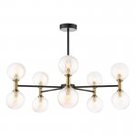 Takara - Black & Bronze 10 Light Centre Fitting with Twisted Amber Glass