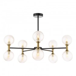 Takara - Black & Bronze 10 Light Centre Fitting with Twisted Amber Glass