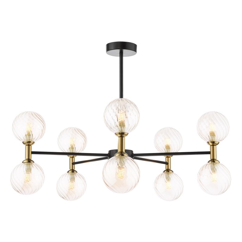 Dar_Vol3-TAK2354-25 - Takara - Black & Bronze 10 Light Centre Fitting with Twisted Amber Glass
