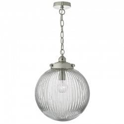 Tamara - Satin Nickel Pendant with Clear Ribbed Glass