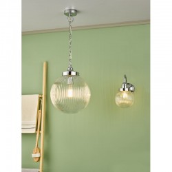 Tamara - Bathroom Chrome Pendant with Clear Ribbed Glass Tamara - Bathroom Chrome Pendant with Clear Ribbed Glass