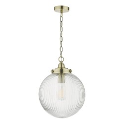 Tamara - Antique Brass Pendant with Clear Ribbed Glass Tamara - Antique Brass Pendant with Clear Ribbed Glass
