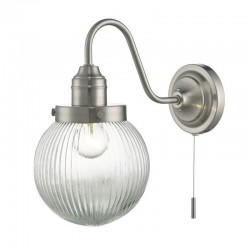 Tamara - Satin Nickel Wall Lamp with Clear Ribbed Glass Tamara - Satin Nickel Wall Lamp with Clear Ribbed Glass