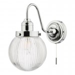 Tamara - Bathroom Chrome Wall Lamp with Clear Ribbed Glass Tamara - Bathroom Chrome Wall Lamp with Clear Ribbed Glass