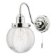 Dar-TAM0750-IP44 - Tamara - Bathroom Clear Ribbed Glass & Chrome Wall Lamp