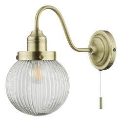 Tamara - Antique Brass Wall Lamp with Clear Ribbed Glass Tamara - Antique Brass Wall Lamp with Clear Ribbed Glass