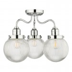 Tamara - Bathroom Chrome 3 Light Semi Flush with Clear Ribbed Glass Tamara - Bathroom Chrome 3 Light Semi Flush with Clear Ribbed Glass