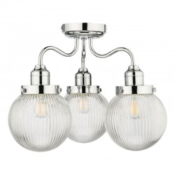 Tamara - Bathroom Chrome 3 Light Semi Flush with Clear Ribbed Glass Tamara - Bathroom Chrome 3 Light Semi Flush with Clear Ribbed Glass