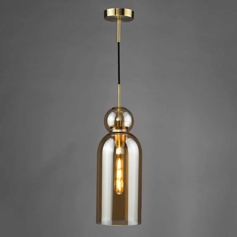 Dar-TAO0106 - Tao - Brushed Bronze Pendant with Amber Glass