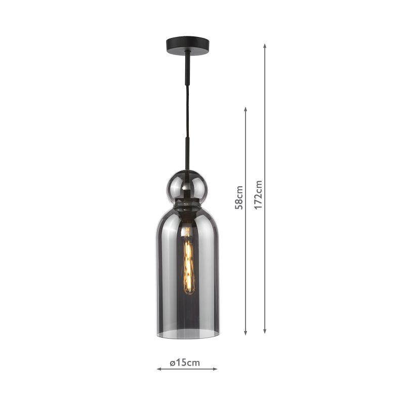 Dar-TAO0110 - Tao - Matt Black Pendant with Smoked Glass