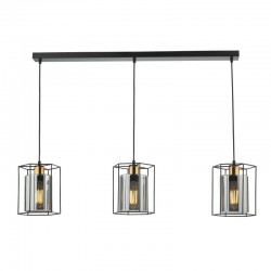 Tatum - Black & Antique Brass 3 Light over Island Fitting with Smoked Glasses Tatum - Black & Antique Brass 3 Light over Island Fitting with Smoked Glasses