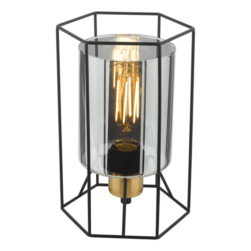 Dar_Vol3-TAT4222 - Tatum - Antique Brass & Black Table Lamp with Smoked Glass