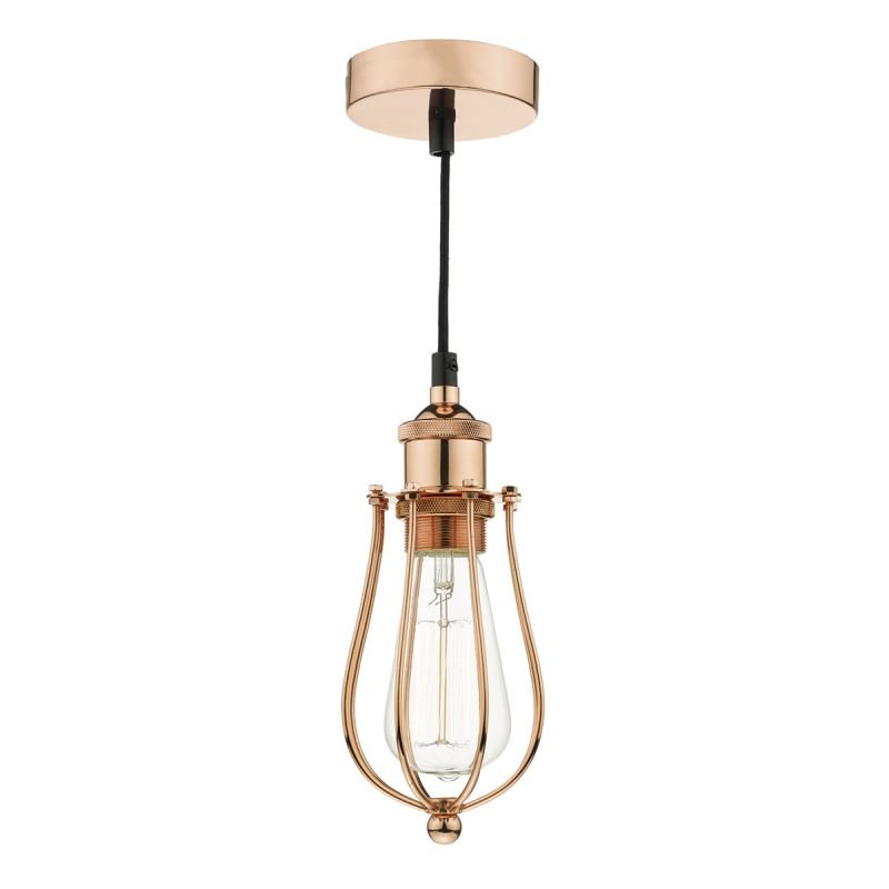 Ceiling Lights - Taurus - Bright Copper Single Hanging Pendant Cage Dar-TAU0164 - Taurus - Bright Copper Single Hanging Pendant Cage