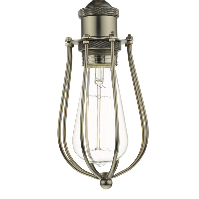 Ceiling Lights - Taurus - Pewter Chrome Single Hanging Pendant Cage Dar-TAU0167 - Taurus - Pewter Chrome Single Hanging Pendant Cage