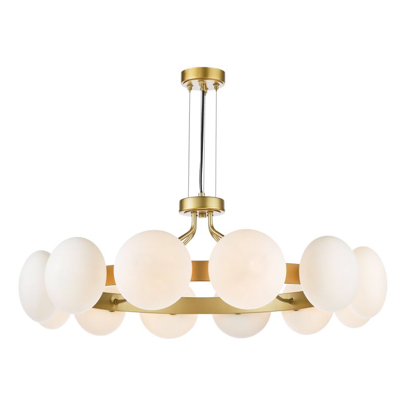 Dar-TAU1235 - Tauri - Matt Gold 12 Light Centre Fitting with Opal Glass