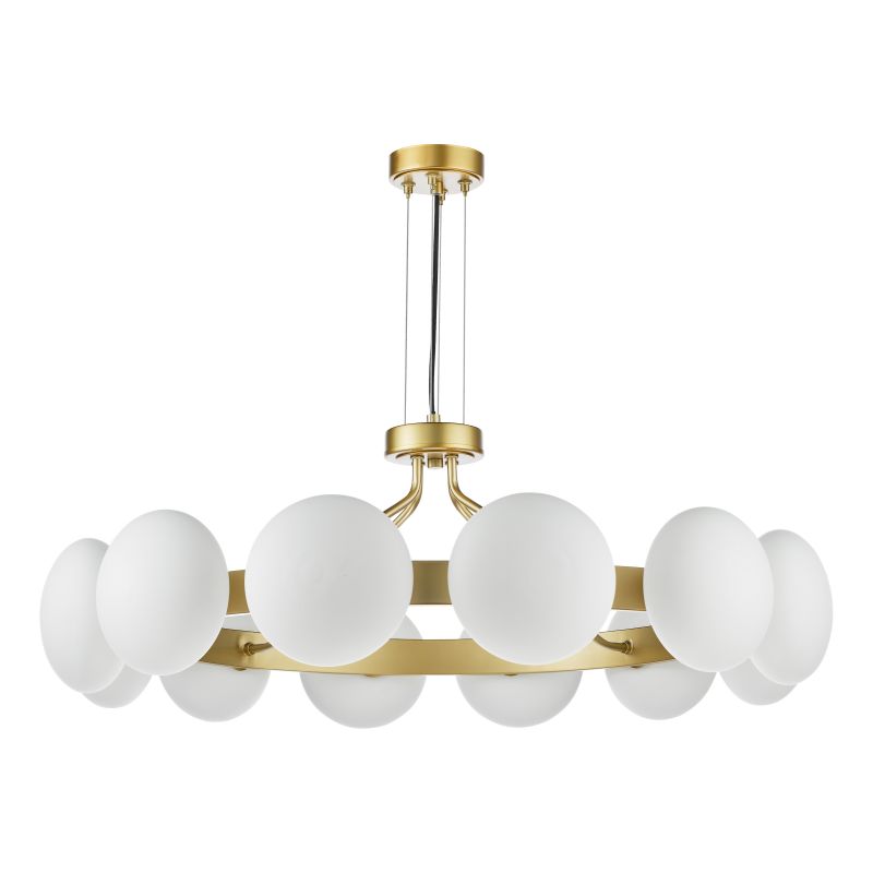 Dar-TAU1235 - Tauri - Matt Gold 12 Light Centre Fitting with Opal Glass