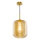 Dar-TAV0106 - Tavia - Satin Gold Pendant with Champagne Crackle Glass