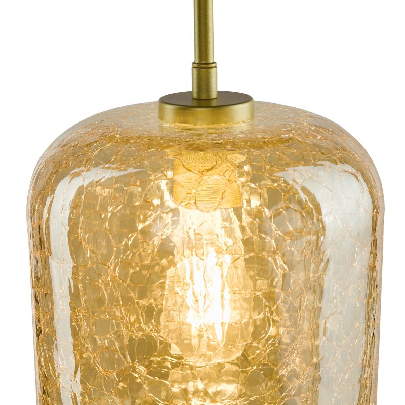 Dar-TAV0106 - Tavia - Satin Gold Pendant with Champagne Crackle Glass