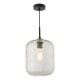 Dar-TAV0108 - Tavia - Black Pendant with Clear Crackle Glass
