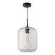 Dar-TAV0108 - Tavia - Black Pendant with Clear Crackle Glass